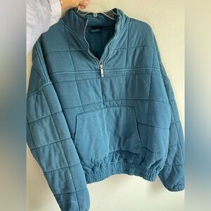Blue Quilted Pullover Sweater